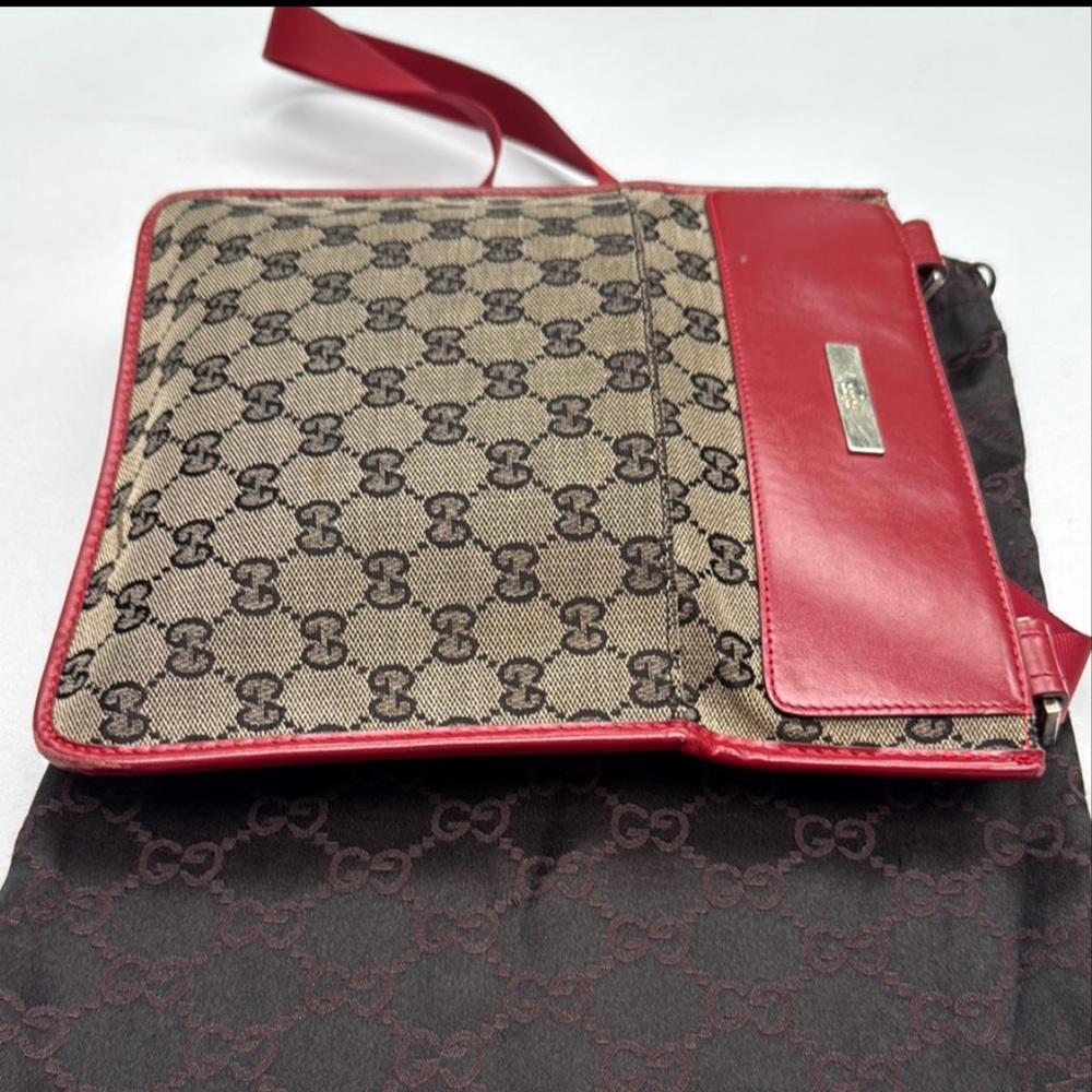 Authentic Gucci GG Monogram Leather & Canvas Crossbody, Care Card & Dust Bag - Picture 7 of 16